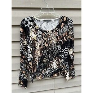 Pierri New York Women’s Sweater Animal Cheetah Print Sequins Y2K Mobwife Size S